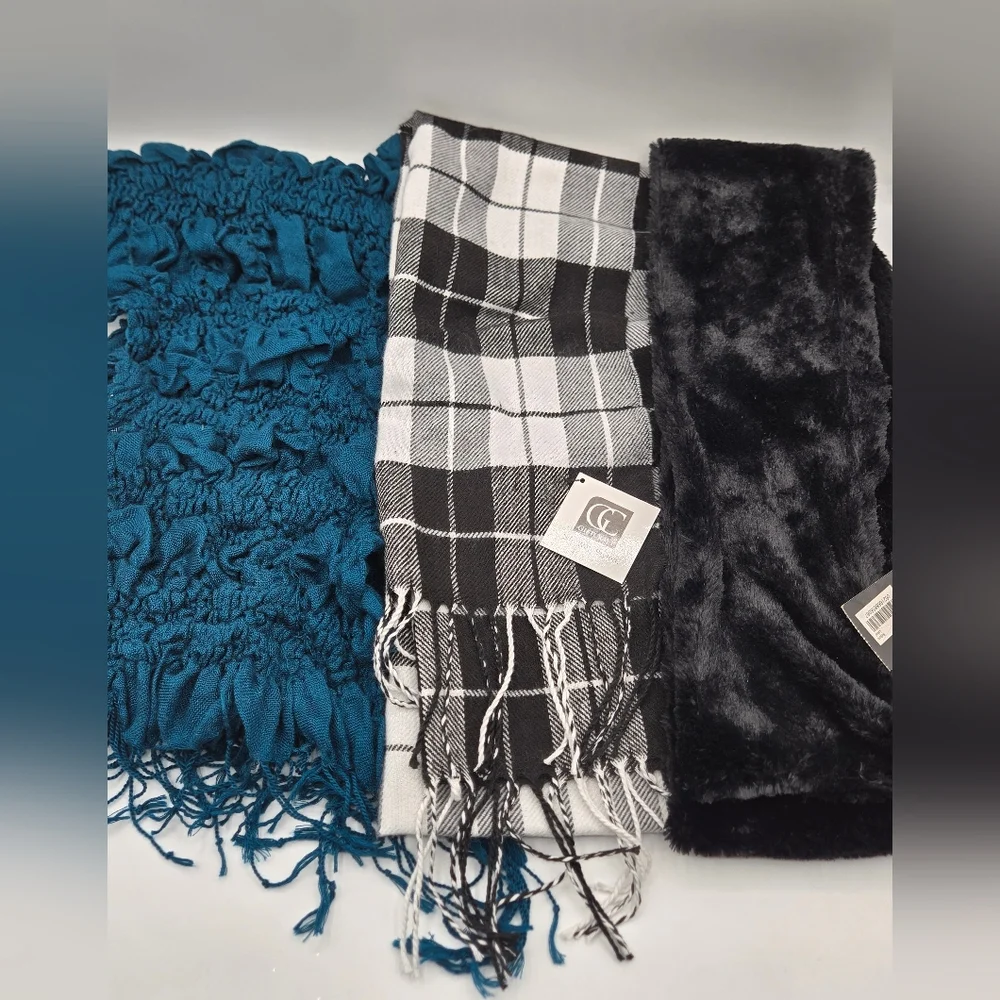 Scarf Lot Cejon NWT In Black Gift Craft In Plaid & Teal Scarf / Wrap